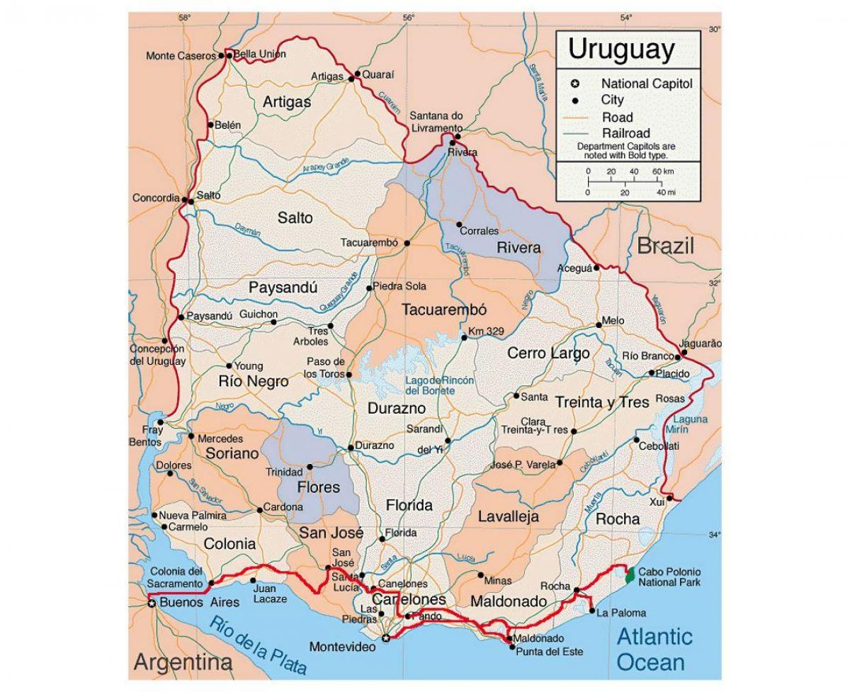 Harta de Uruguay cu cetatea