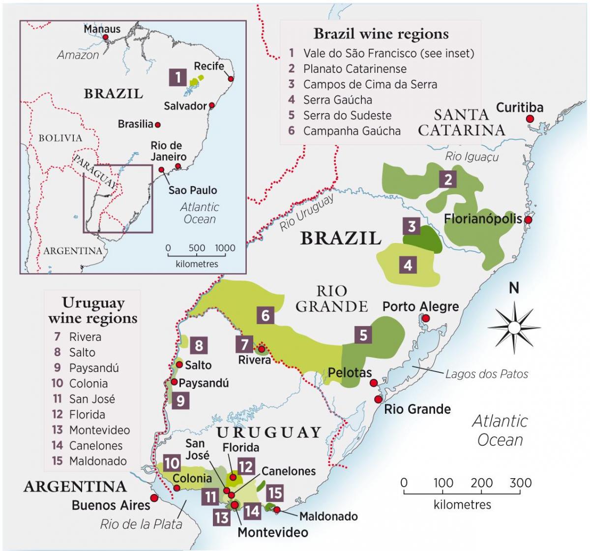 Harta Uruguay vin